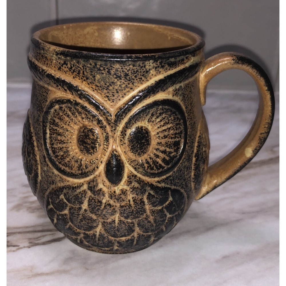 Holt Howard Brown Stoneware Textured Owl Mug/Cup‎